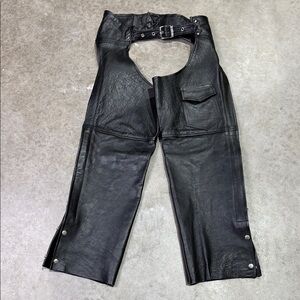 Men’s Black Leather Chaps with Buckle M